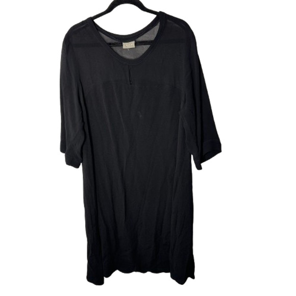 Niche Tunic Dress Black L/XL Oversized Round Neck Lagenlook Short - Picture 1 of 10